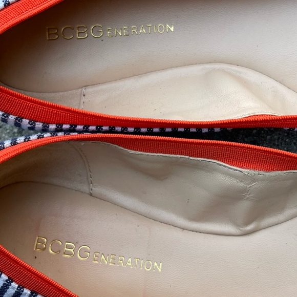 BCCGeneration Navy white striped Ballet Flats Moneli nautical preppy size 7.5 - Picture 4 of 5